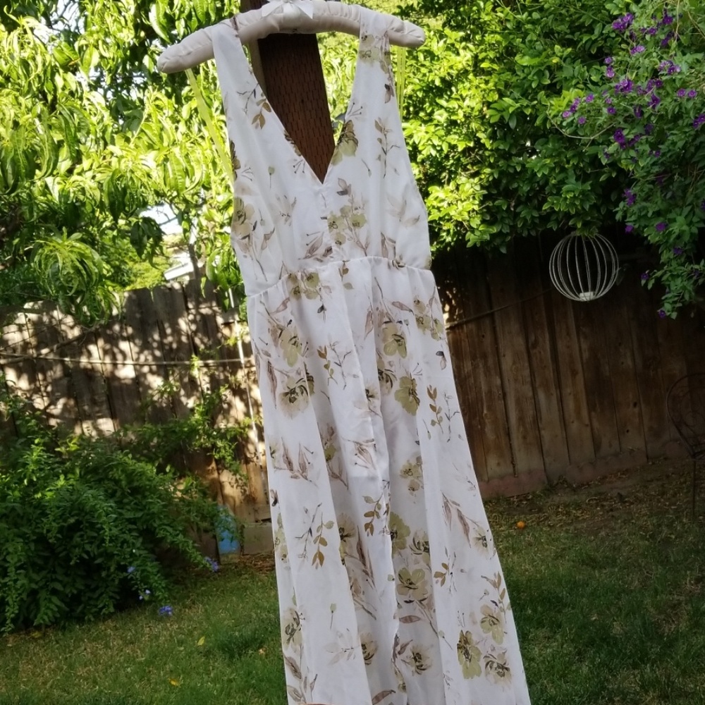 Long halter romper dress